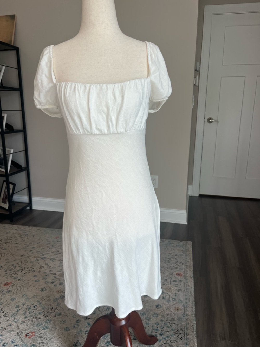 Altar'd State White Square-Neck Puff Sleeve Mini Summer Dress